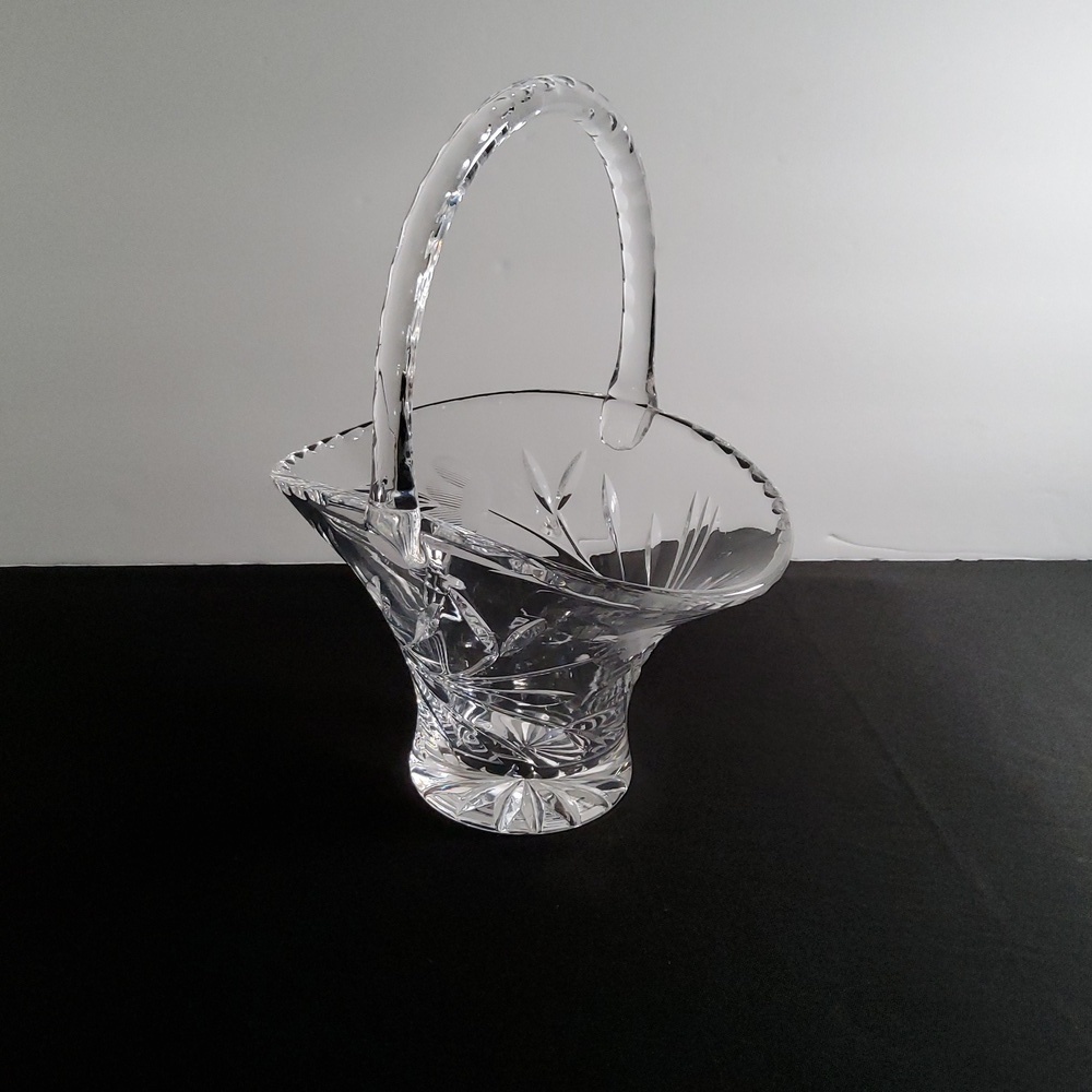 Floral Hand  Cut Lead Crystal Basket